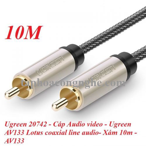 Ugreen 20742 10M màu Xám Cáp âm thanh bông sen Coaxial cao cấp AV133 30020742